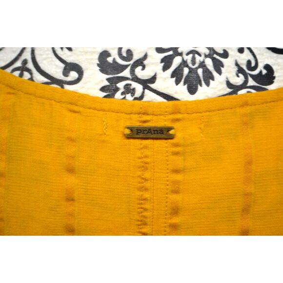 PRANA Women's Cap Sleeve V-Neck Button Blouse / Top SIZE SMALL Mustard Yellow - Picture 5 of 6